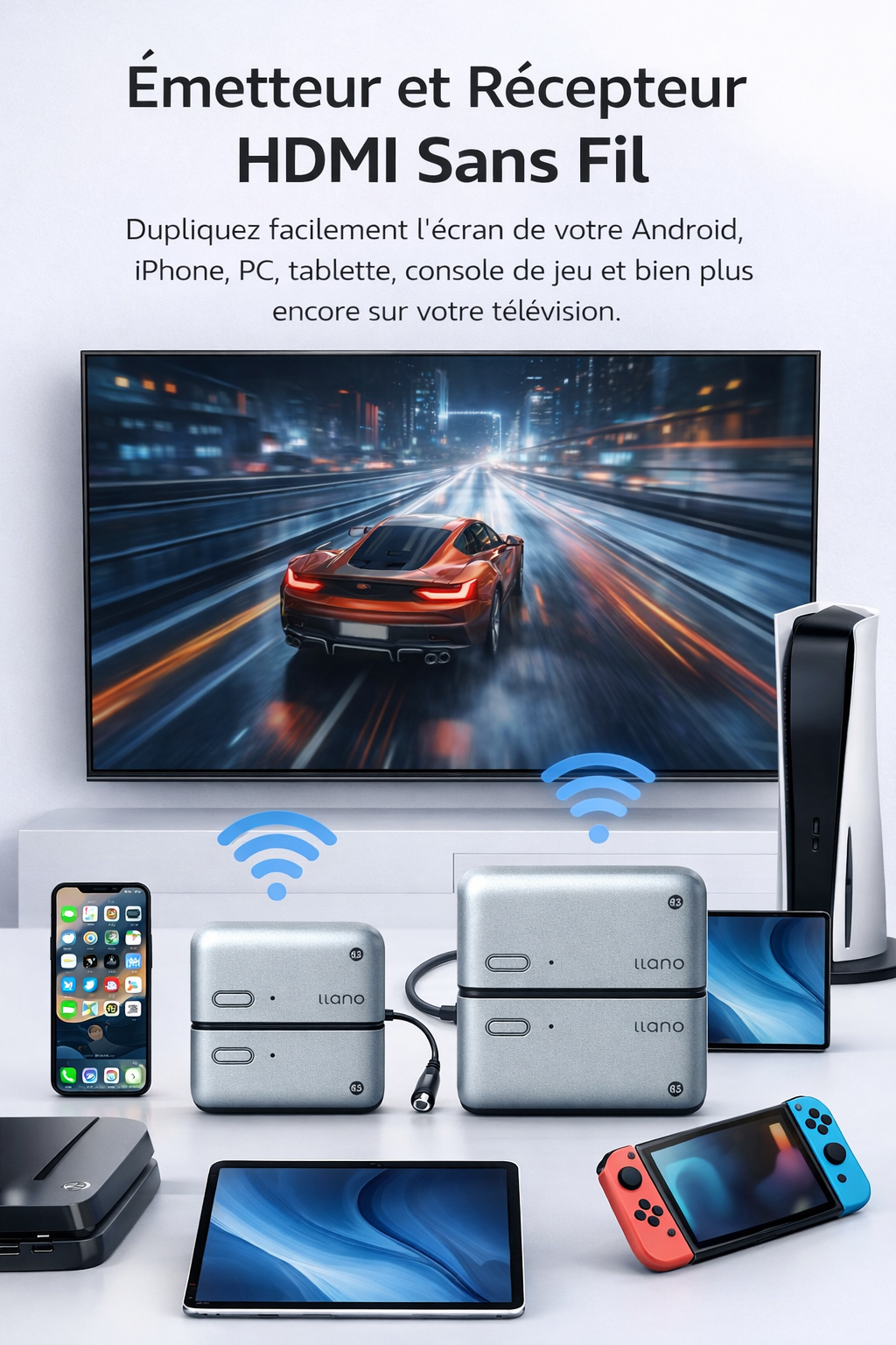 Kit émetteur et récepteur HDMI sans Wifi , sans Bluetooth et sans  fil Llano S850