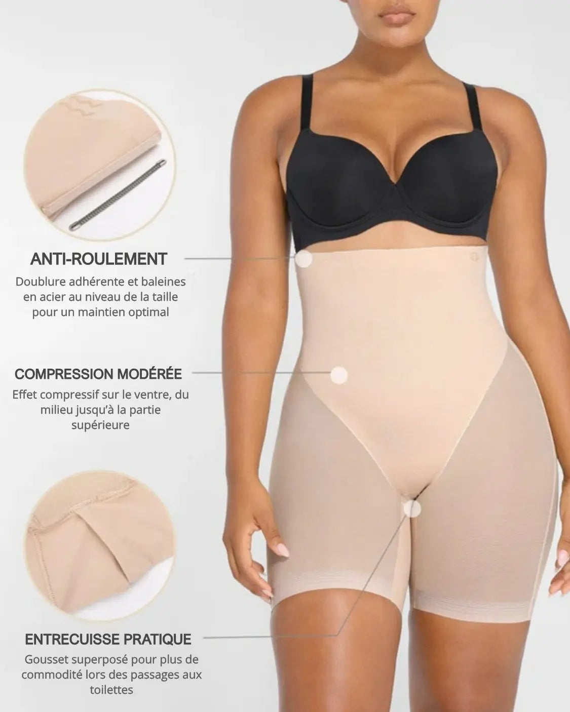 Shorty Gainant Invisible — Ventre Plat & Fesses Galbées